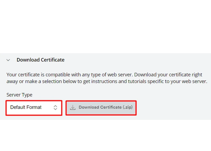 Chọn loại mặc định và tải xuống file lưu trữ