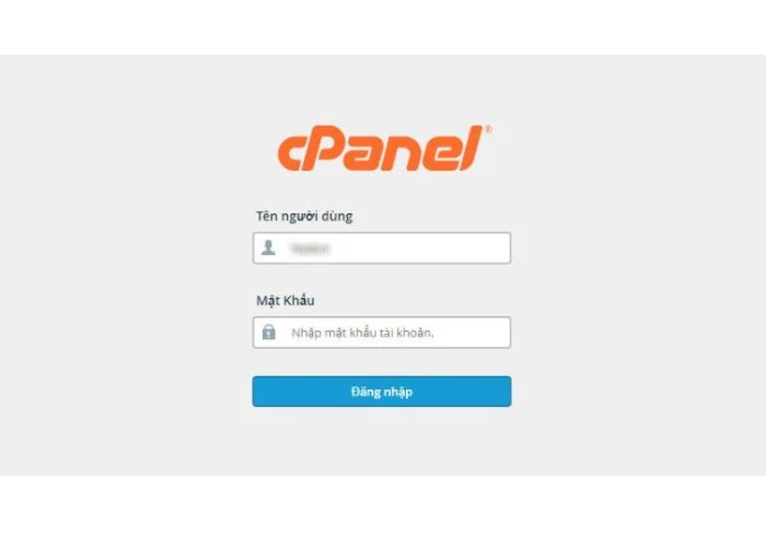 Đăng nhập tên và mật khẩu để truy cập hosting của web