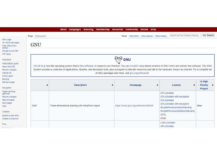 GNU Free Software Directory