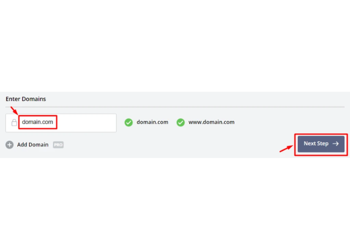 Kiểm tra cẩn thận tên miền của bạn và nhấp vào Next