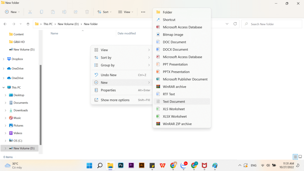 Tạo thư mục để lưu trữ trong file bất kỳ
