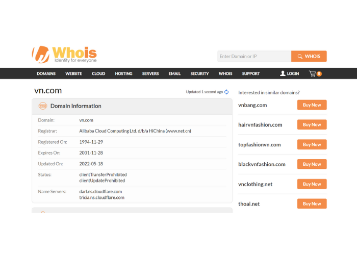 Tra cứu thông tin tên miền