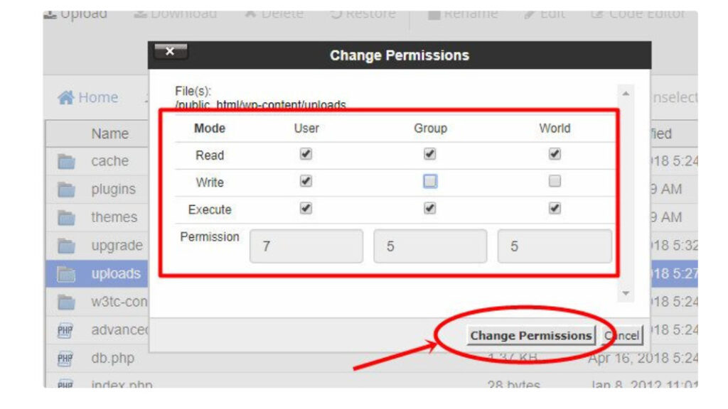 Tùy chỉnh Permissions