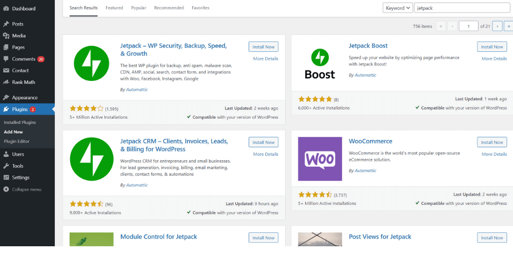 Các bước cài đặt Jetpack