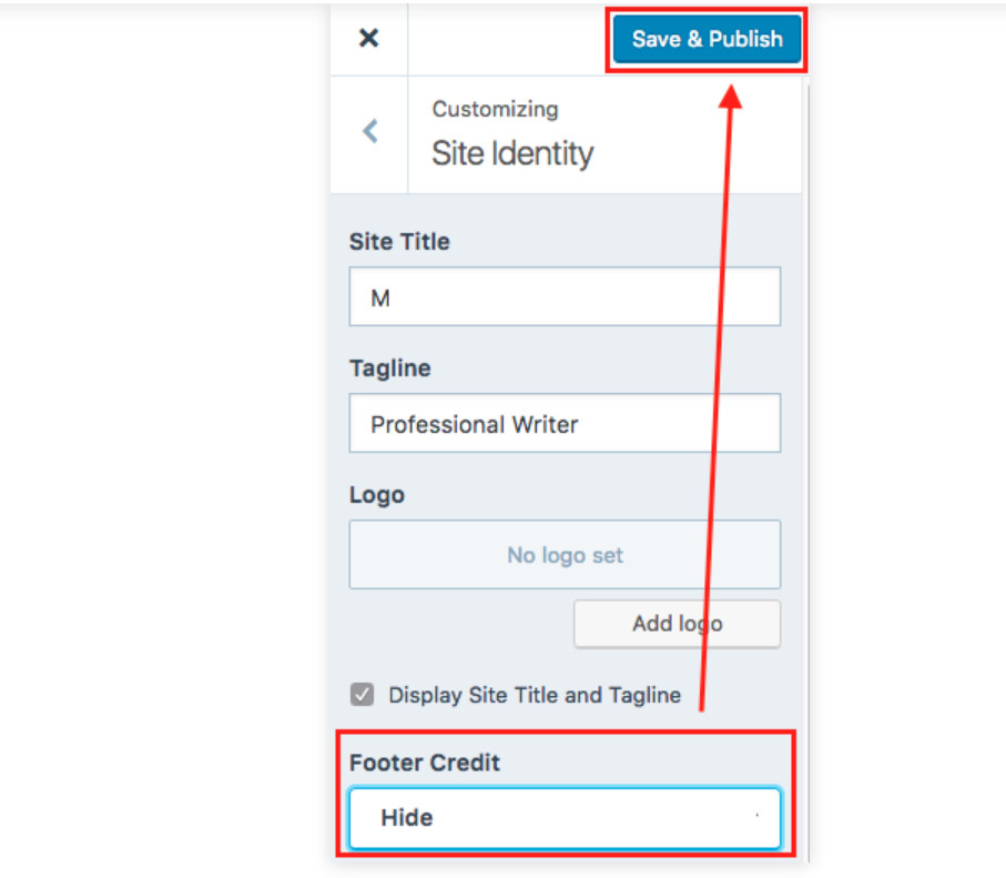 Chỉnh sửa site identity mới