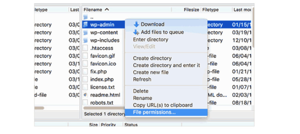 Chọn File Permissions