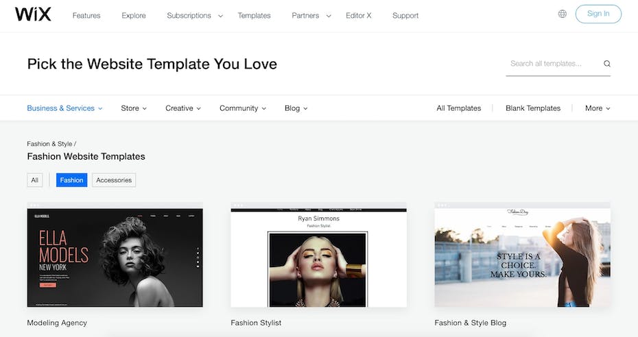 Chọn giao diện mẫu