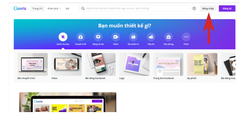 Đăng nhập tài khoản Canva