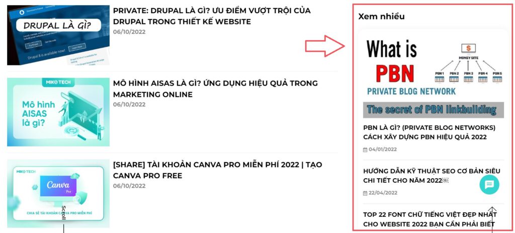 Sidebar là nơi hiển thị những thông tin ngoài nội dung chính của trang 