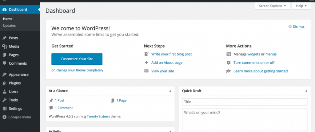 Giao diện mặc định của WordPress