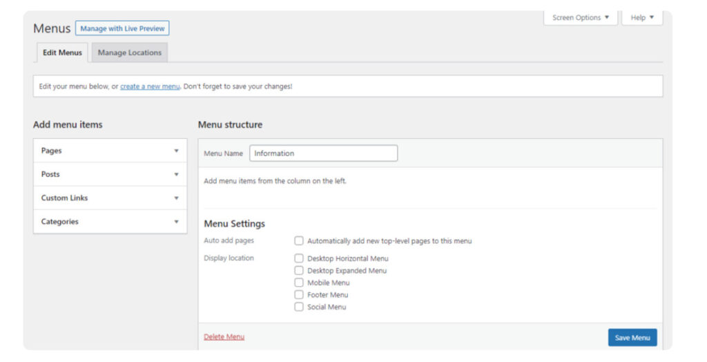 Nhập Menuname mới