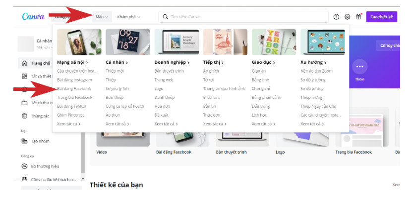 Sử dụng mẫu được cung cấp sẵn có trên Canva