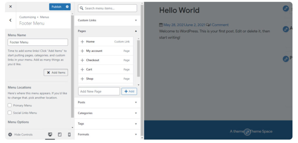 Thêm liên kết vào footer