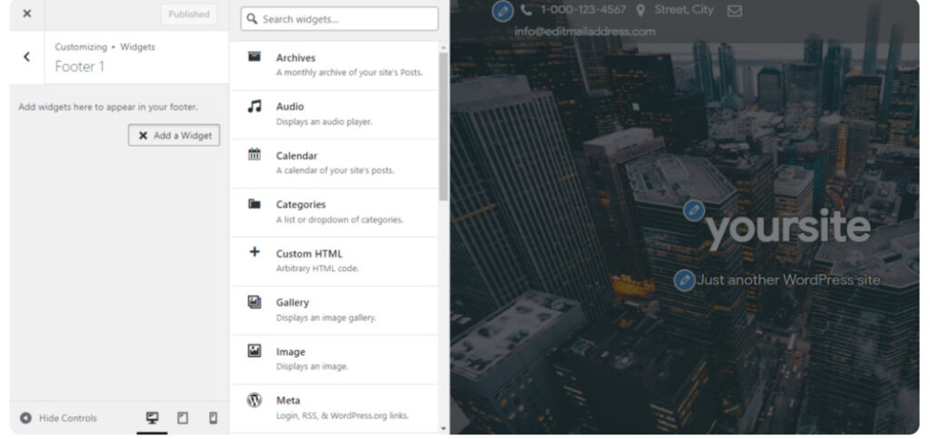 Thêm widget vào footer
