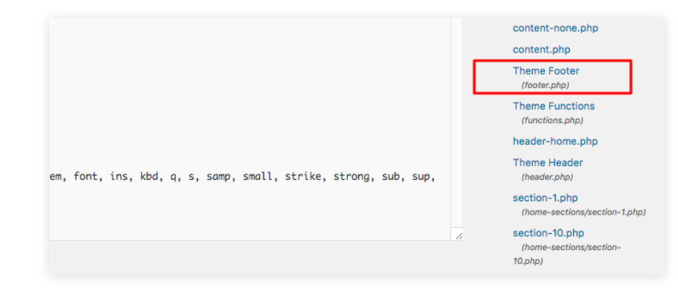 Theme footer WordPress