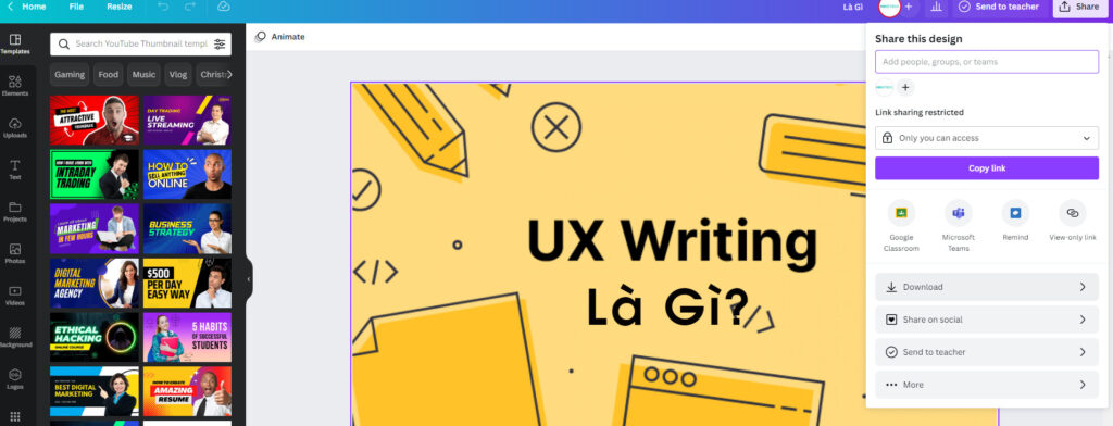 Sử dụng tính năng và tiến hành tải xuống sau thiết kế hoàn thiện