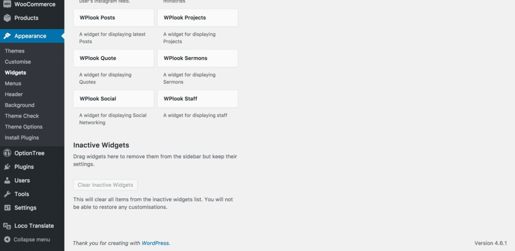 Widget không sử dụng