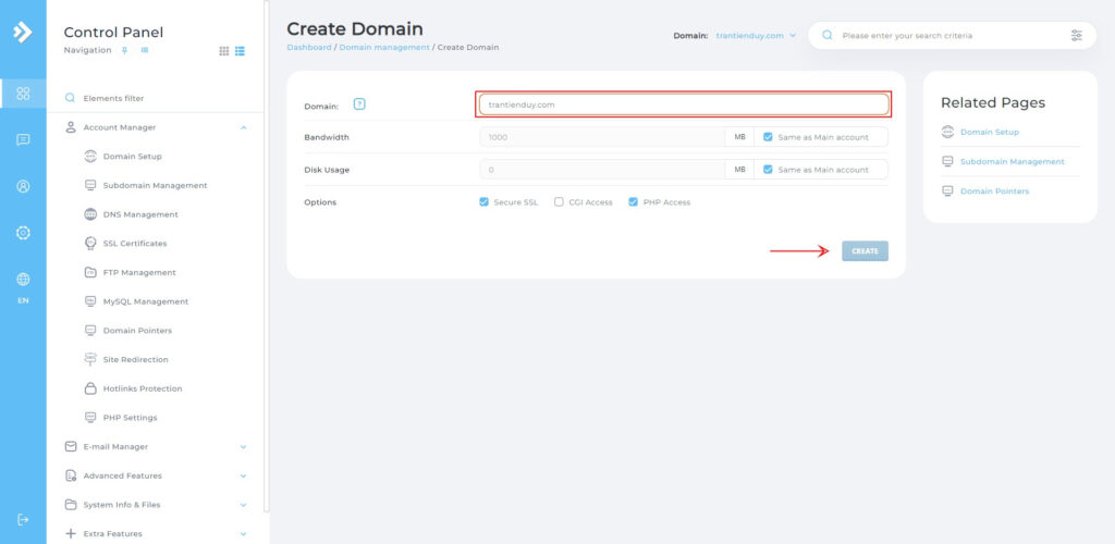 Create Domain